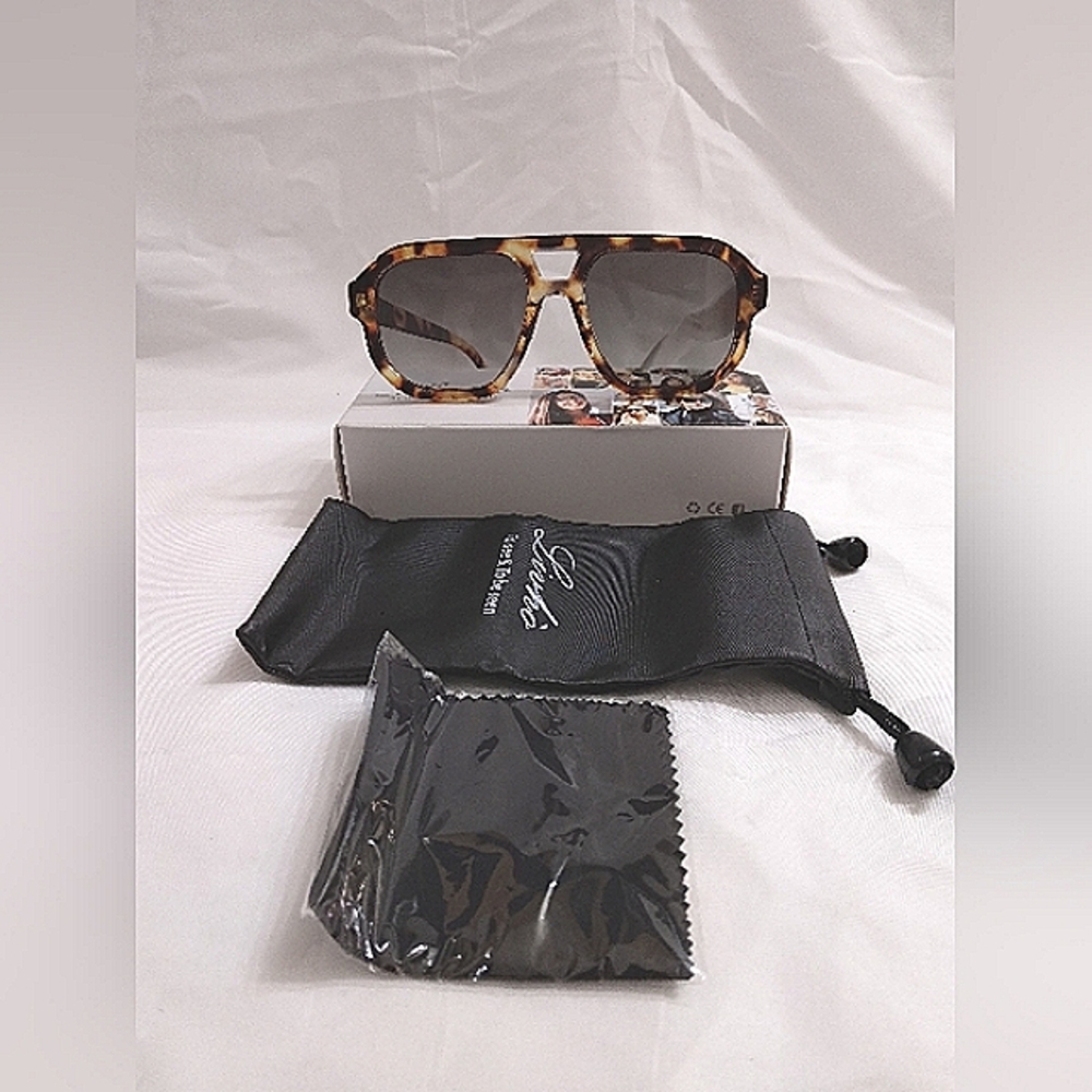 Livho Trendy Polarized Square Aviator Sunglasses Tortoise Green